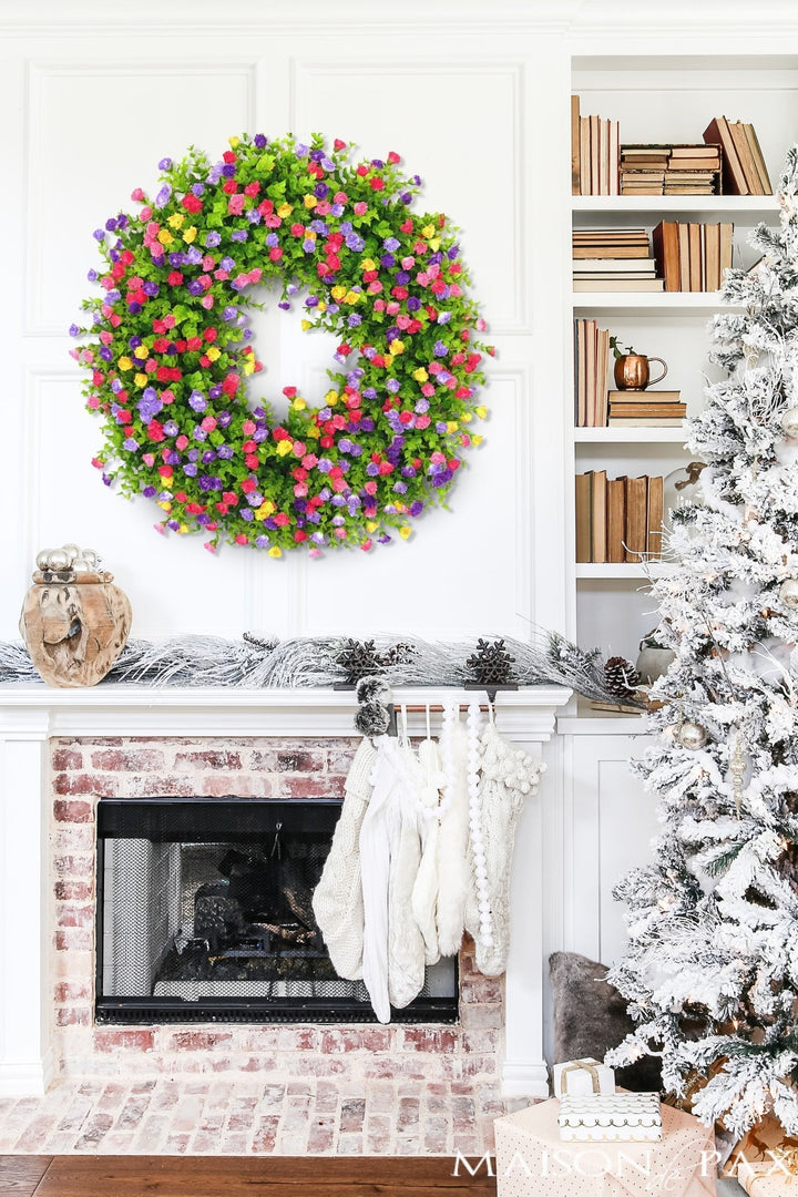 BowLift | BloomWreath Spring & Summer Front Door Wreath | Handmade Floral Grapevine Accent