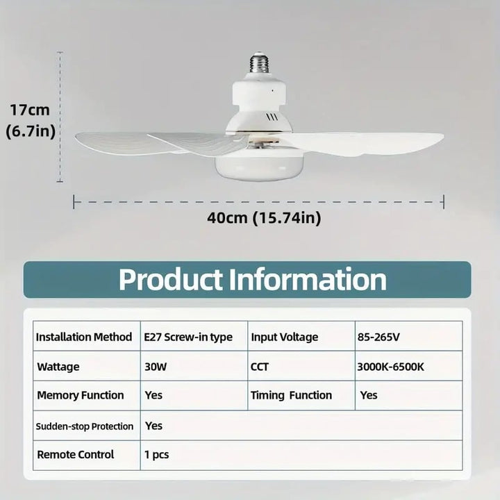 BowLift | LuxeBreeze Portable Ceiling Fan & Light | Elegant 2-in-1 solution with remote control for comfort and style