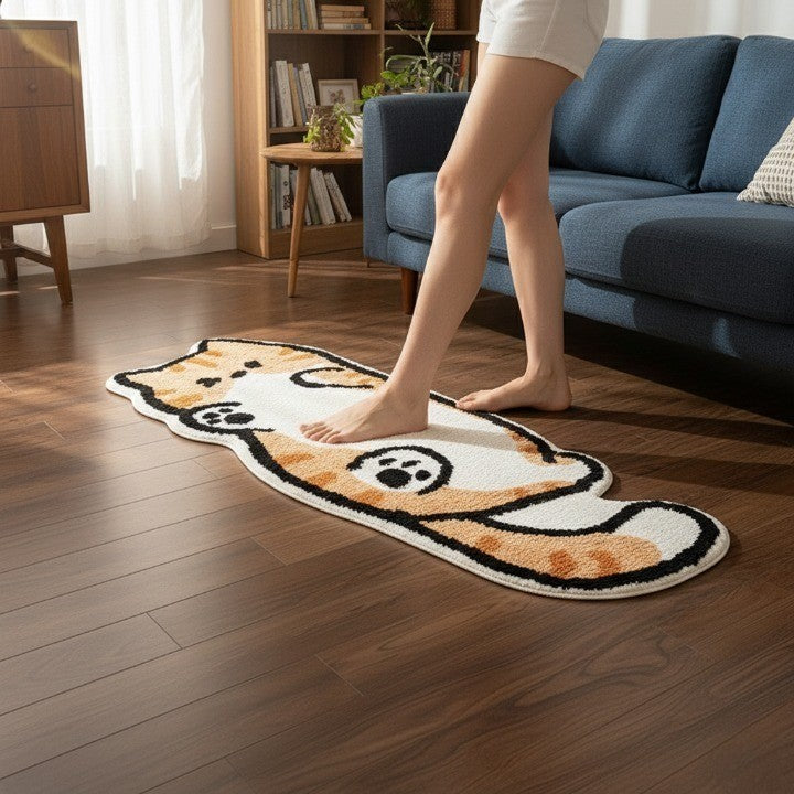Playful Cat Area Irregular Rug | Bowlift