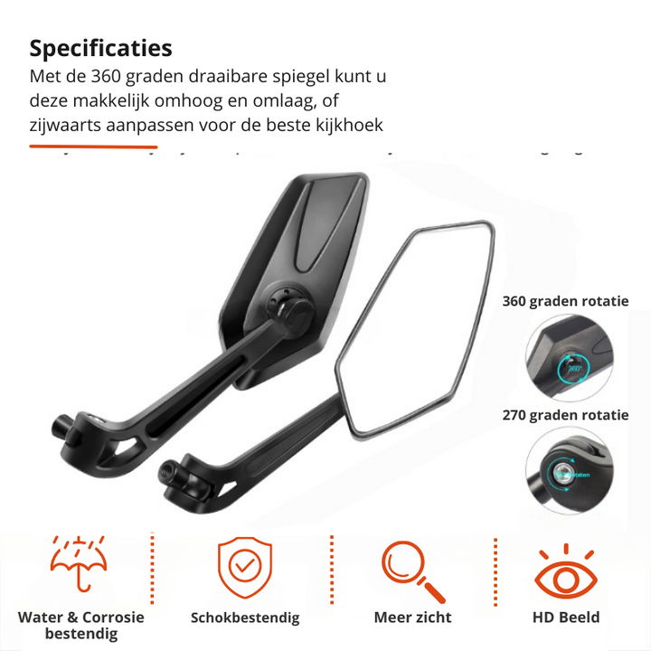 360° rearview mirror for bicycle with handlebar mount | Bowlift