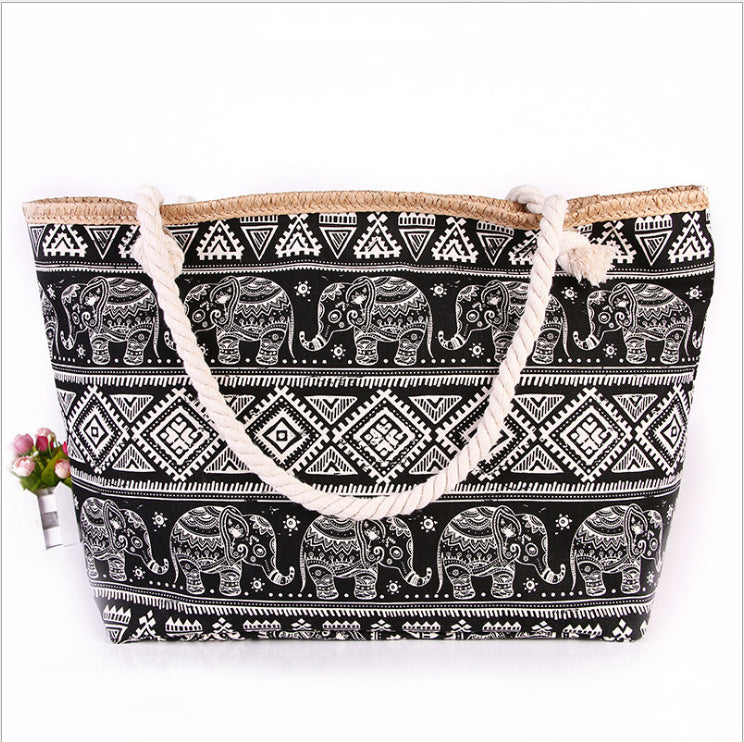 Spacious shopping bag in ethnic elephant design Bowlift