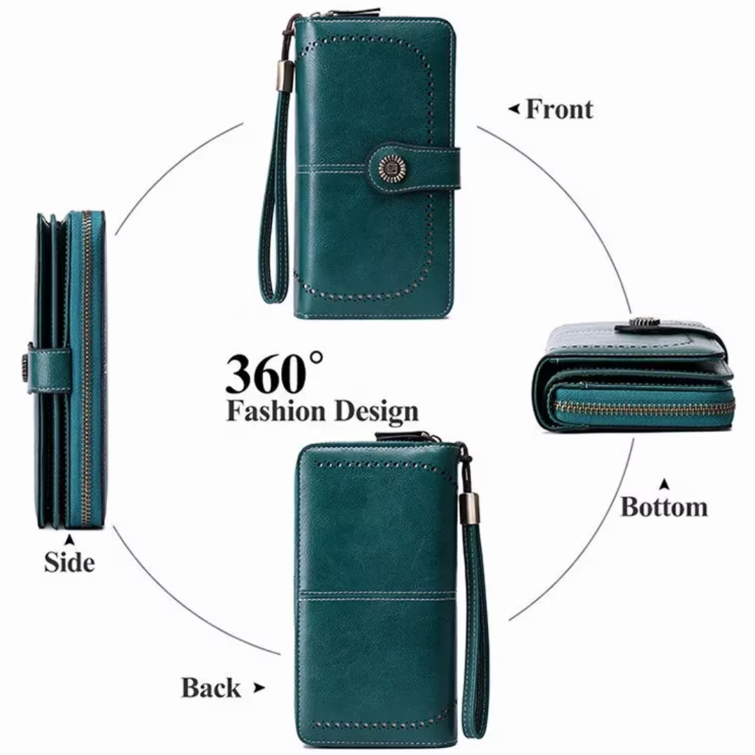 Stylish Leather Wallet with Wristband Bowlift