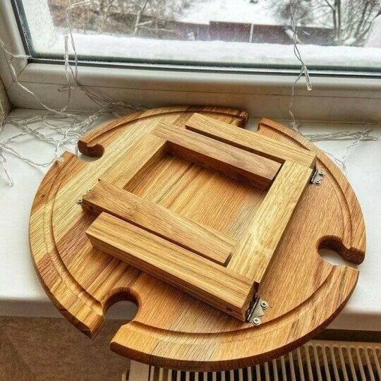 Wooden Outdoor Folding Picnic Table-With Glass Holder | Bowlift