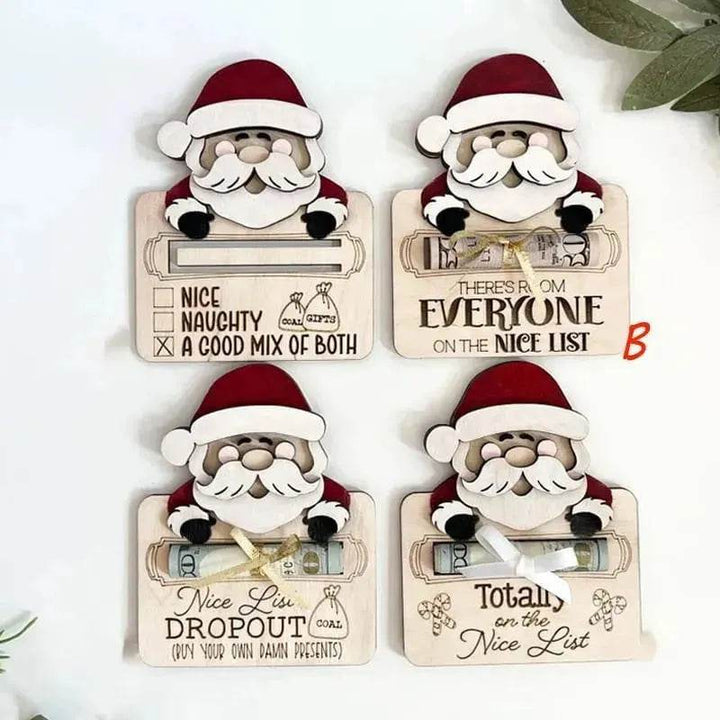 BowLift | Wooden Cute Santa Claus Cash And Gifts Card Clamp Creative Christmas Decoration Ornaments