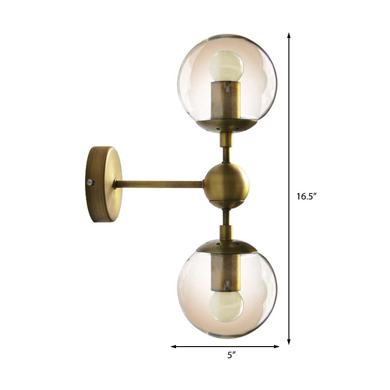 BowLift | 1/2-Head Global Wall Mount Light with Amber Glass Shade Modernist Wall Lamp Lighting in Gold for Bedroom
