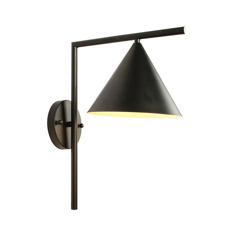 BowLift | Cone Metal Wall Lighting Contemporary 1 Light Black/White/Gold Wall Lamp Over Table, 8" B