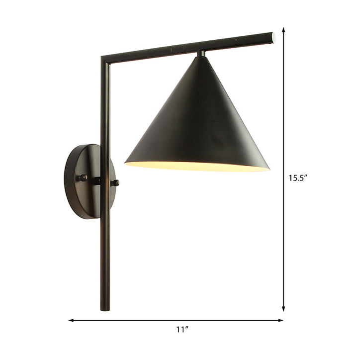 BowLift | Cone Metal Wall Lighting Contemporary 1 Light Black/White/Gold Wall Lamp Over Table, 8" B