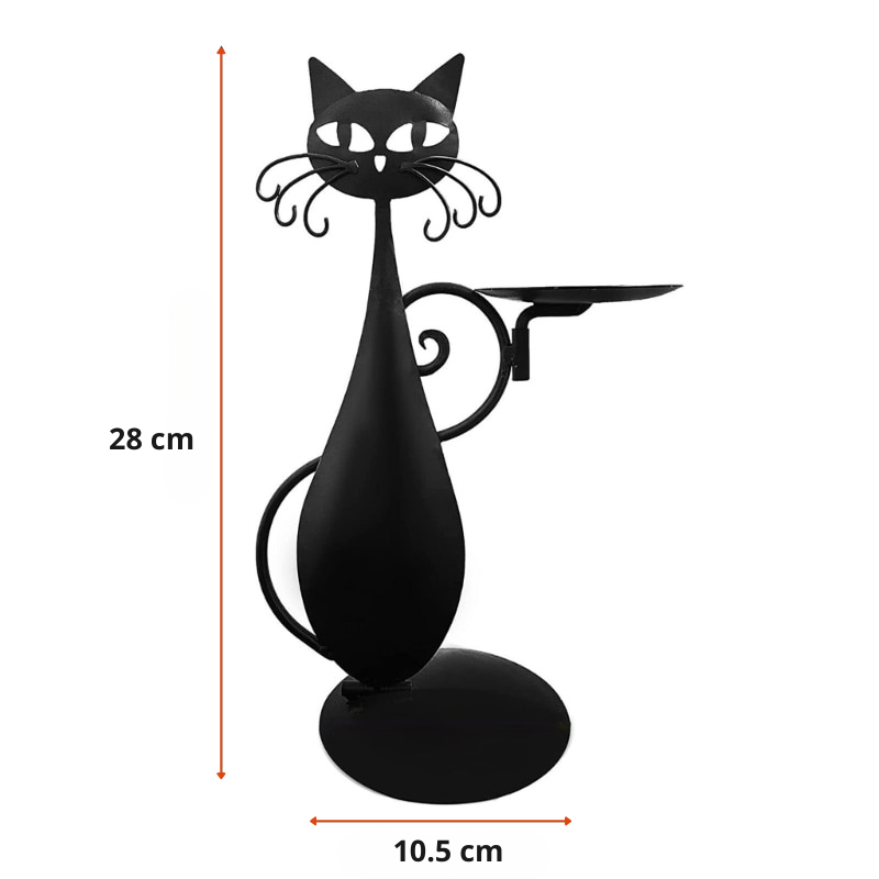Midnight Panther - Mystical Black Cat Candle Holder Bowlift