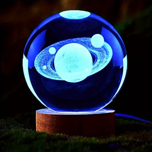 LumiSphere - Luxury 3D Crystal Table Lamp with Wooden Base Bowlift