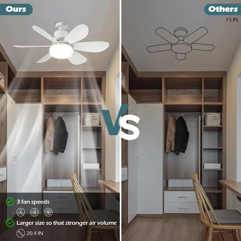 BowLift | LuxeBreeze Portable Ceiling Fan & Light | Elegant 2-in-1 solution with remote control for comfort and style