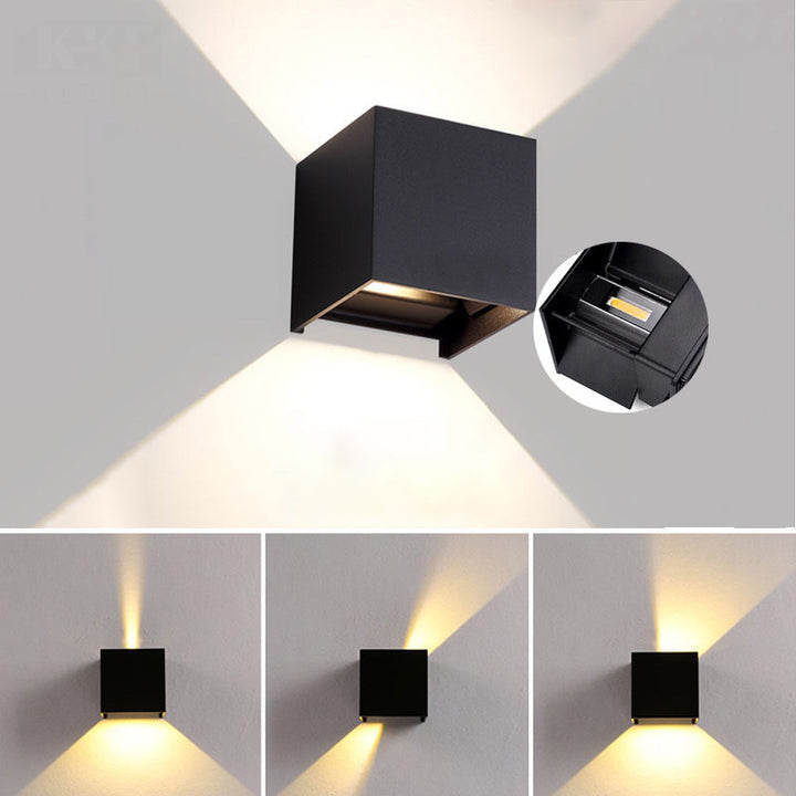 led outdoor waterproof wall lamp square living room bedroom bedside human body induction lamp