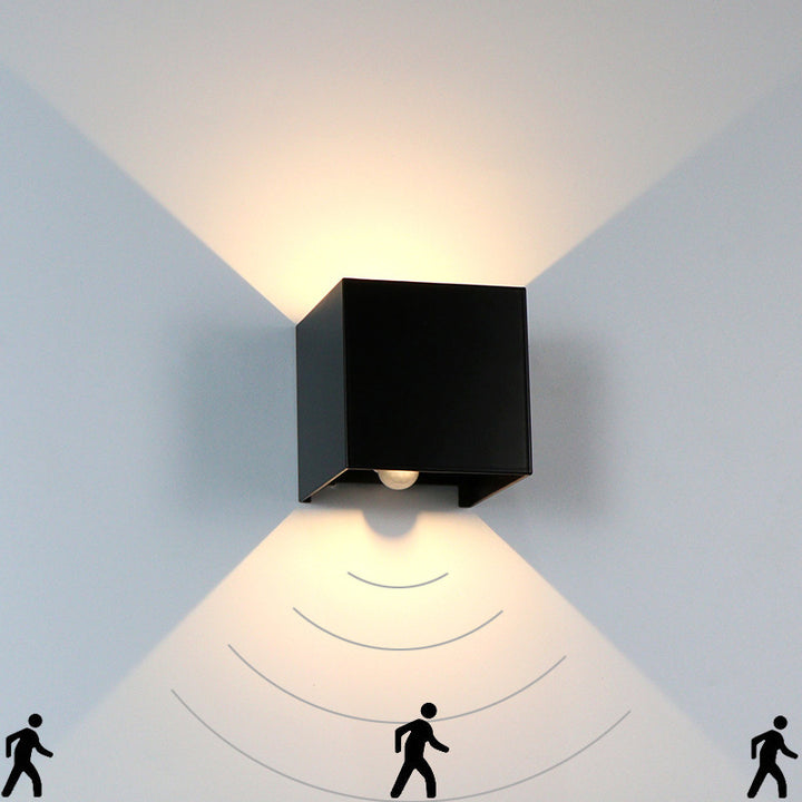 led outdoor waterproof wall lamp square living room bedroom bedside human body induction lamp