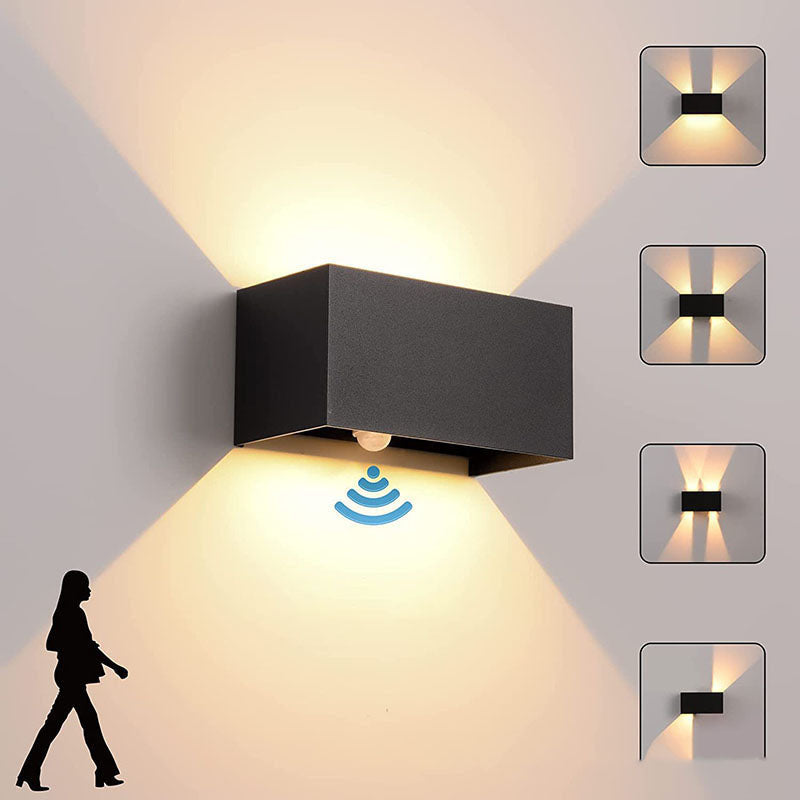 led outdoor waterproof wall lamp square living room bedroom bedside human body induction lamp
