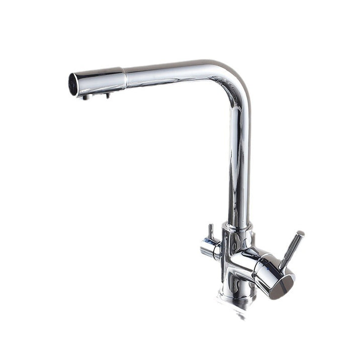 All-copper three-use faucet three-in-one kitchen dish basin hot and cold sink rotating clean water direct drink European gold