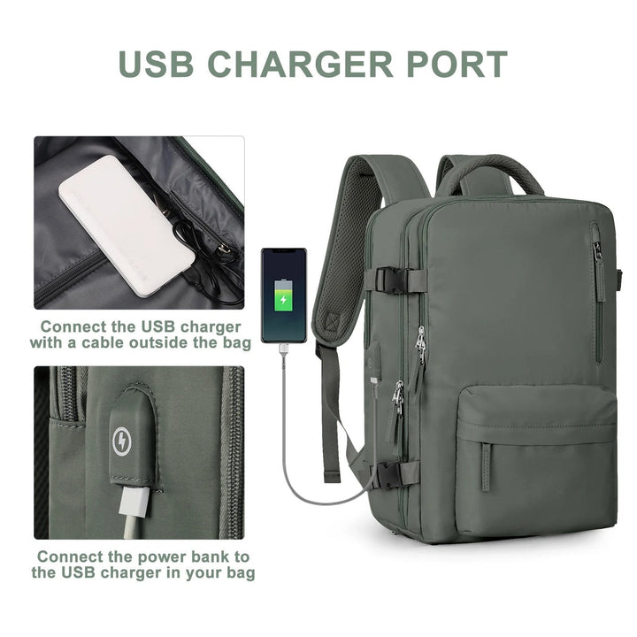 BowLift | Women's Large Travel Backpack – Waterproof Hiking Rucksack | Anti-Theft & USB Charging