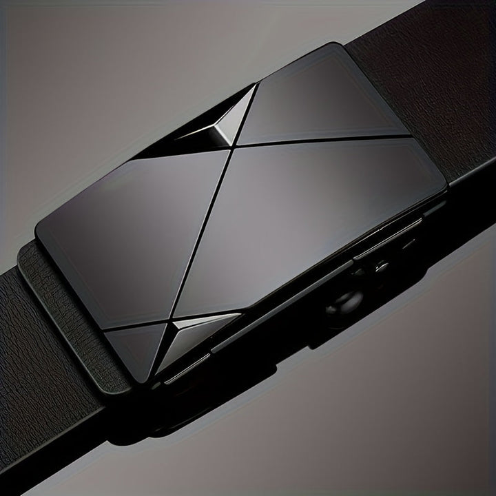 BowLift | Men’s Genuine Leather Belt with Automatic Buckle – Classic Adjustable Cowhide Waist Belt
