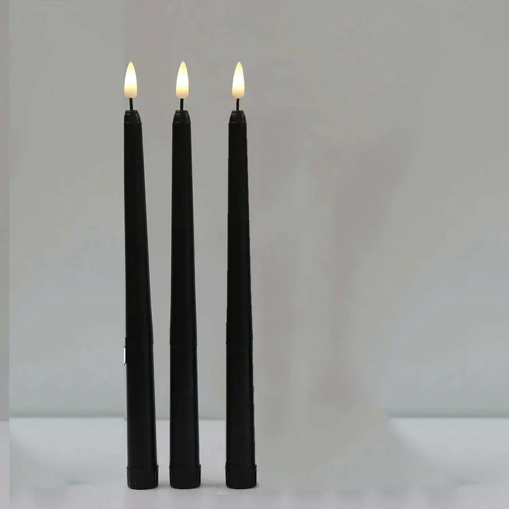 BowLift | 3 pieces black LED candles with flickering flame