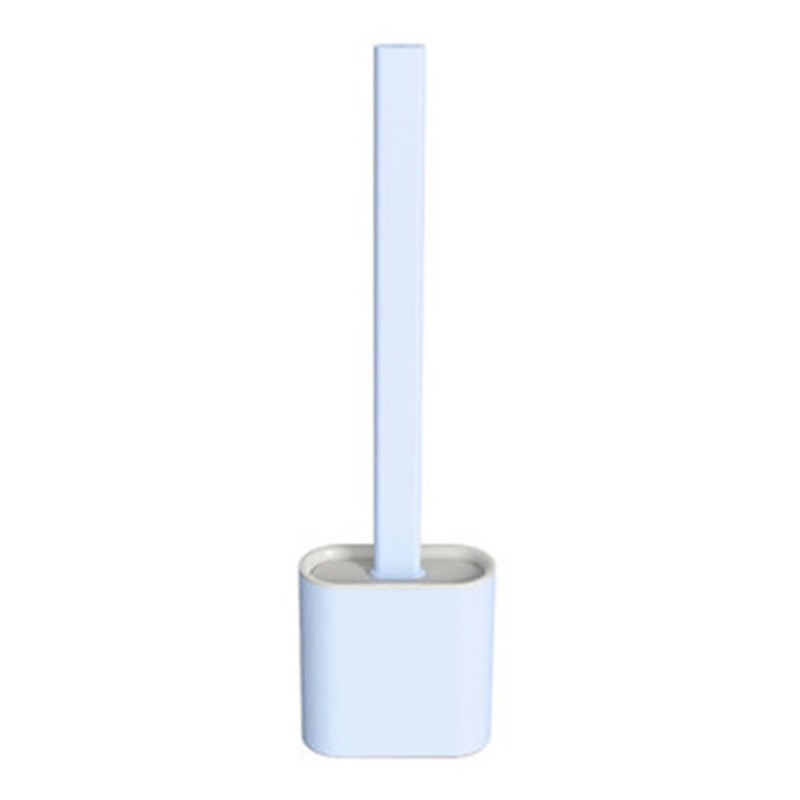 BowLift | Silicone Bathroom Toilet Brush and Holder Set, with Non-Slip Long Plastic Handle, Bendable Brush Head and Wall-Mounted Design