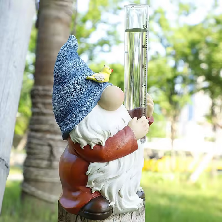 BowLift | Gnome Garden Statue with Resin Rain Gauge