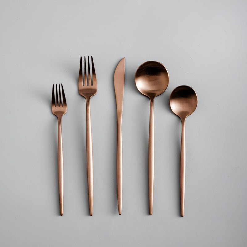 BowLift | Minimalist Flatware Set – 20-Piece Titanium-Coated Stainless Steel Cutlery | Modern Matte Finish for Elegant Dining