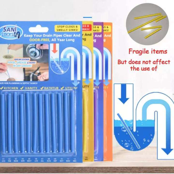 Sani Sticks Drain Cleaner - Pack Of 12 Bowlift