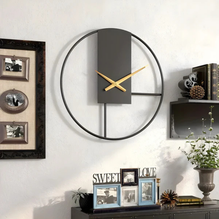 BowLift | Aurum | Large Wall Clock Modern Black 40 cm Minimalistic
