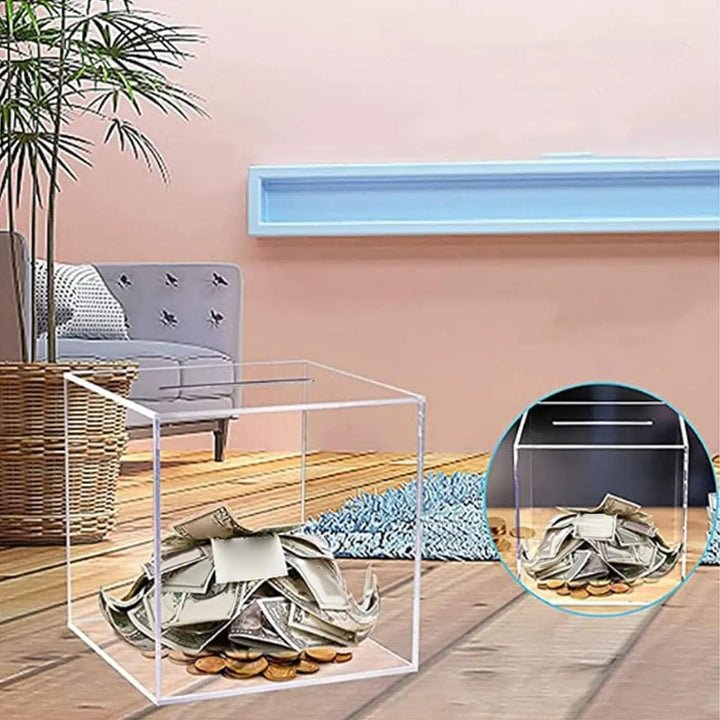 Unopenable transparent acrylic piggy bank | Bowlift