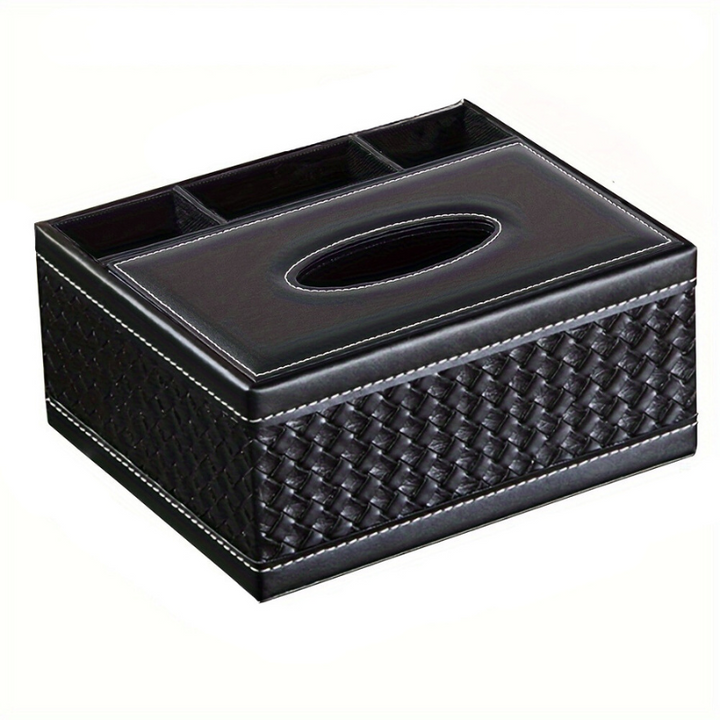 Chic Organizer - Luxury Faux Leather Storage Box with 4 Compartments Bowlift
