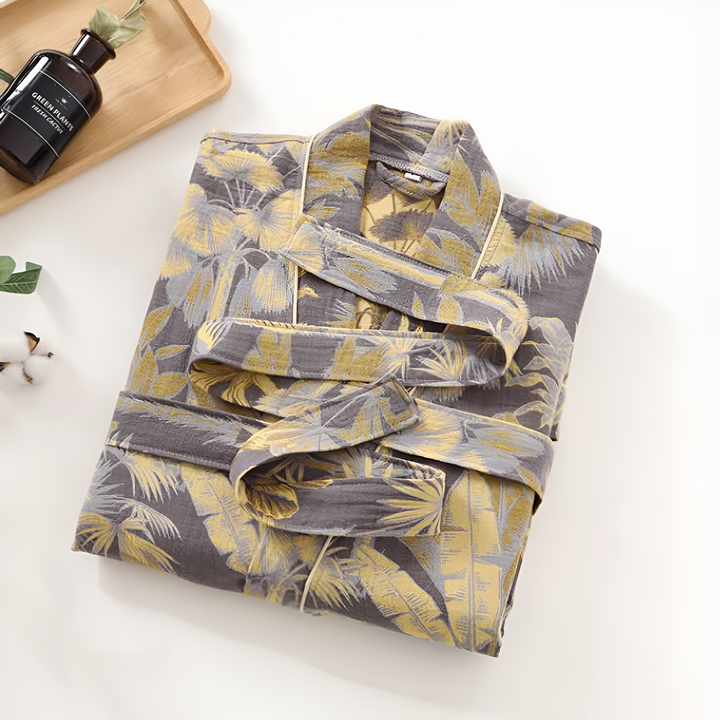 BowLift | Elegant Leaf Print Kimono Bathrobe