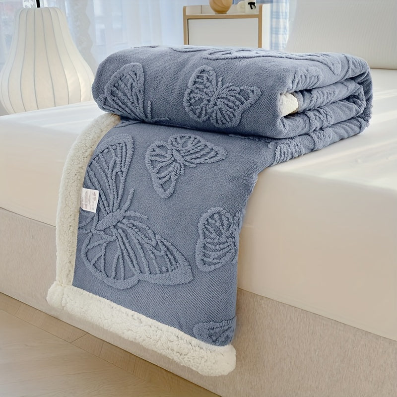 Cozy Luxe – Soft Fleece Blanket with Butterfly Design Bowlift