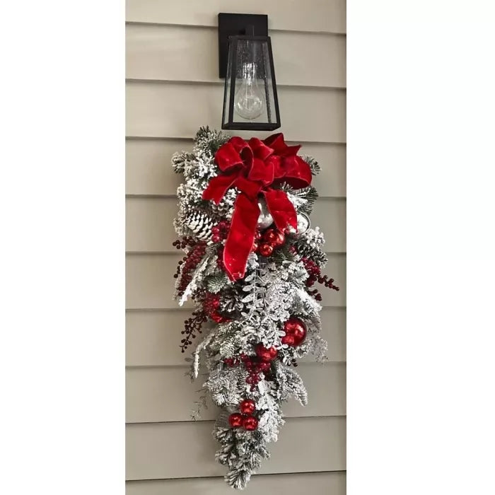 BowLift | Cordless Prelit Holiday Trim | LED Lights, Auto-Timer & Premium Red/White Decor