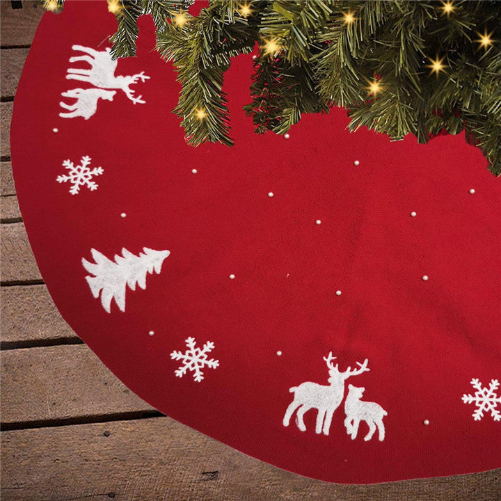 BowLift | Christmas Tree Skirt Floor Mat Decoration Home Decoration Knitted Floor Mat Decoration Pearl Embellishment