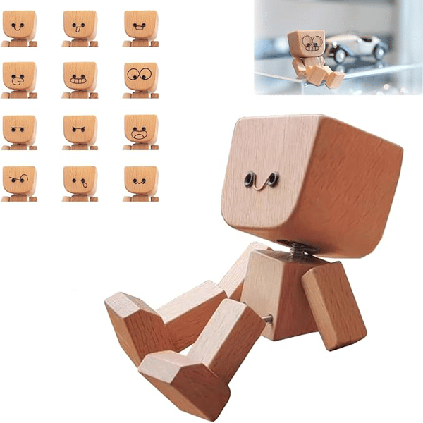 BowLift | Handmade Wooden Sway Figure | Motion Bobble Ornament | Desk & Car Decoration