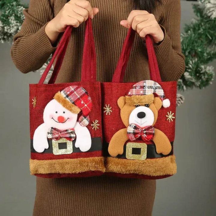 BowLift | Christmas Candy Gift Tote Bag For Kids Funny Creative Santa Claus Elk Snowman Bear Handbag Small Christmas Tree Decoration Bags
