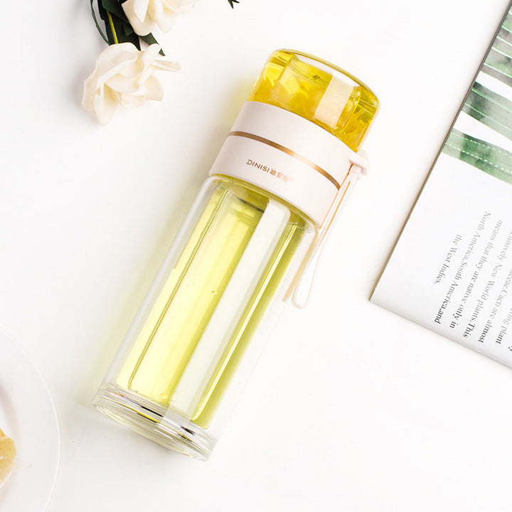 BowLift | Double-walled Glass Water Bottle with Tea Strainer - PureBrew