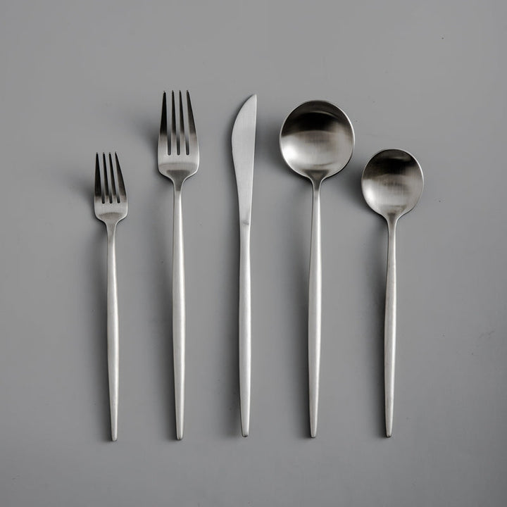 BowLift | Minimalist Flatware Set – 20-Piece Titanium-Coated Stainless Steel Cutlery | Modern Matte Finish for Elegant Dining