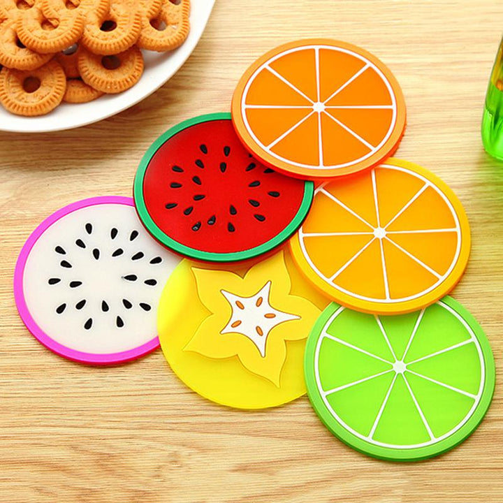6 pcs Colorful Silicon Fruit Coaster Tea Cup Mat Bowlift