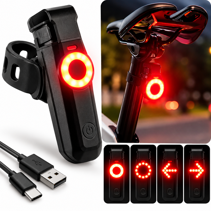 LED Dual-Mode Pentagram Rear Safety Light for Bicycles Bowlift