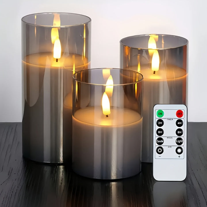 GlowLights – Set of 3 LED Candles with Remote Control Bowlift
