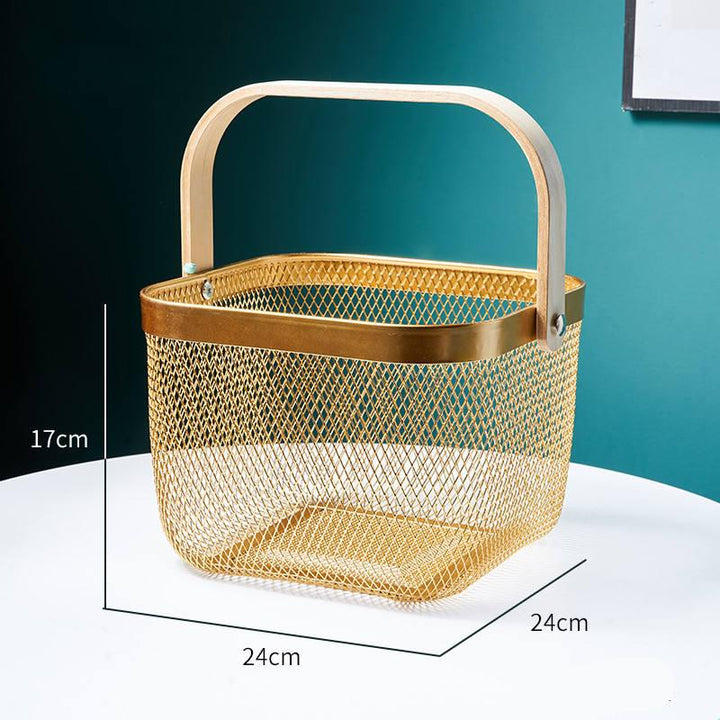 BowLift | Iron Art Fruit Basket with Bamboo Handle
