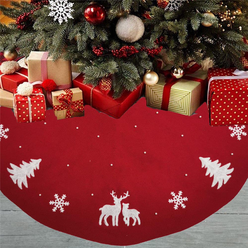 BowLift | Christmas Tree Skirt Floor Mat Decoration Home Decoration Knitted Floor Mat Decoration Pearl Embellishment