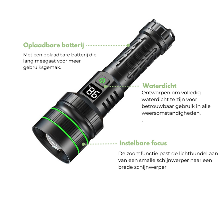 BowLift | Extreme Bright and Zoomable LED Flashlight - PowerBeam