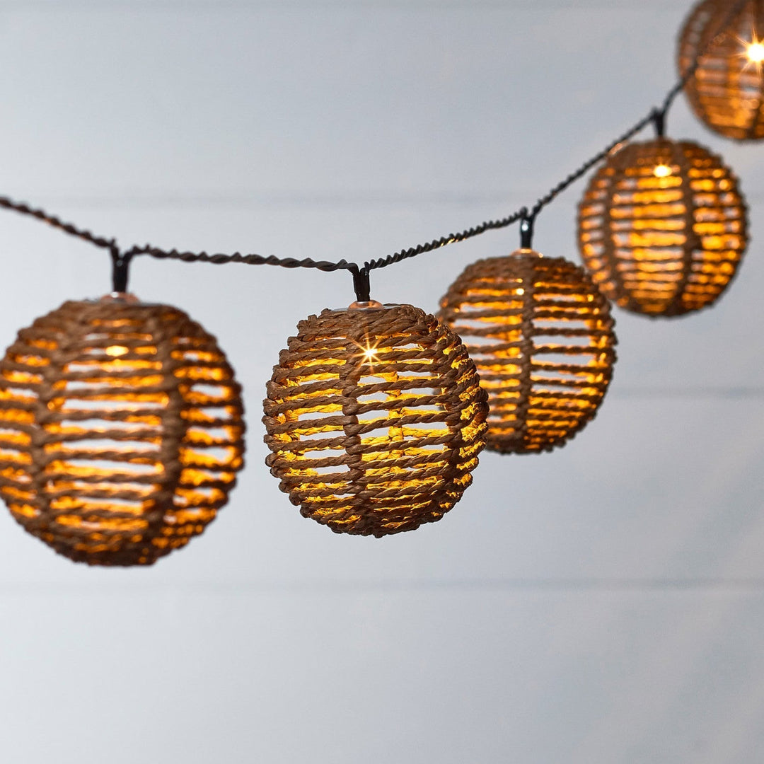 SolarGlow – Rattan Fairy Light String with Magical Lighting Bowlift