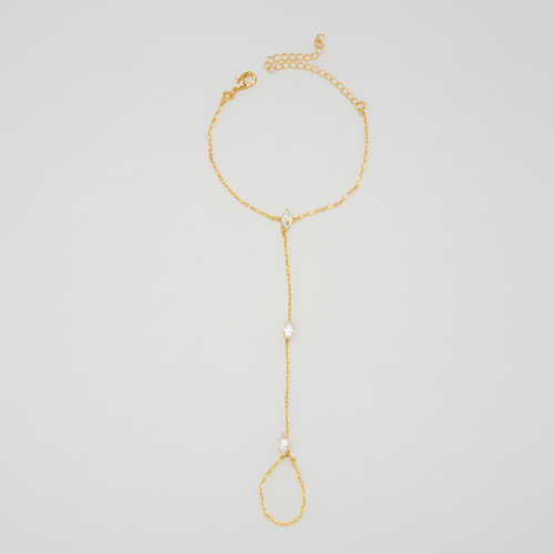 BowLift | Adjustable Finger Ring Bracelet made of Stainless Steel with Crystals