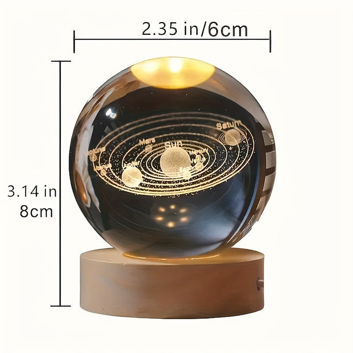 LumiSphere - Luxury 3D Crystal Table Lamp with Wooden Base Bowlift
