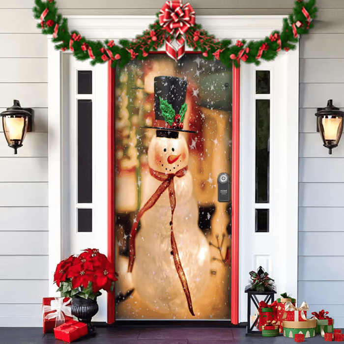 BowLift | Christmas Door Decoration with Santa Claus | Fabric Door Cover | Quick Assembly & Reusable