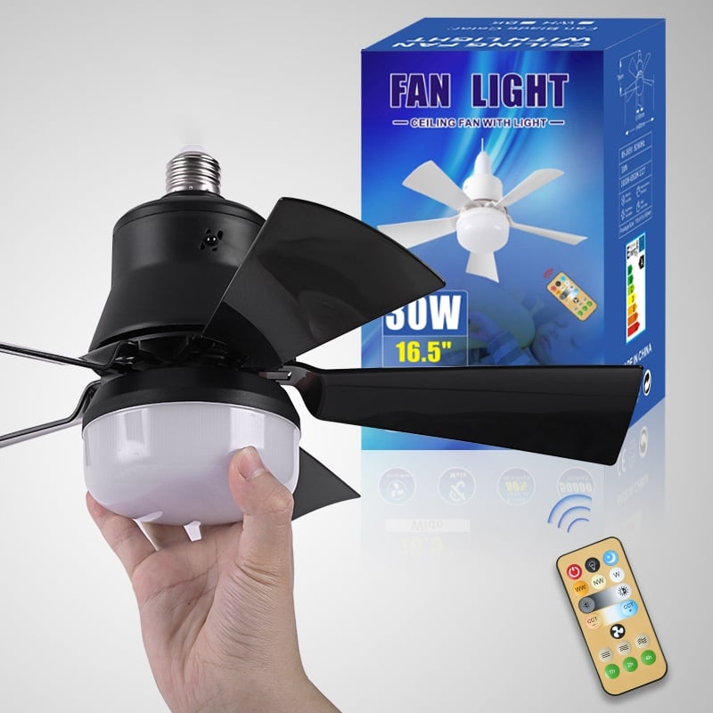 BowLift | LuxeBreeze Portable Ceiling Fan & Light | Elegant 2-in-1 solution with remote control for comfort and style