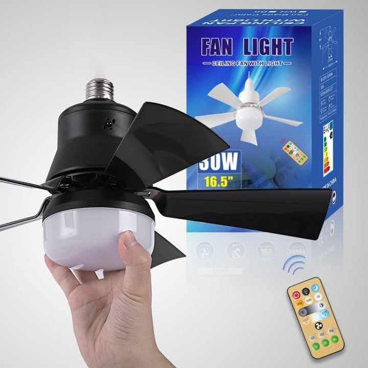 BowLift | LuxeBreeze Portable Ceiling Fan & Light | Elegant 2-in-1 solution with remote control for comfort and style