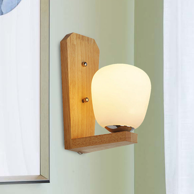 BowLift | 1 Light Balloon-Shaped Wall Lamp Japanese Milk Glass Wall Lamp in White for Hotel Dining Room