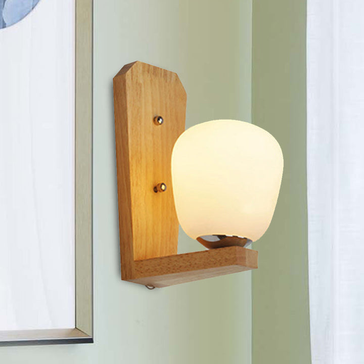 BowLift | 1 Light Balloon-Shaped Wall Lamp Japanese Milk Glass Wall Lamp in White for Hotel Dining Room